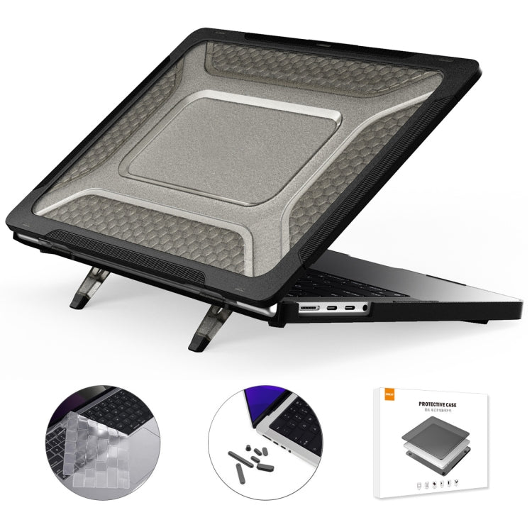 For MacBook Pro 14.2 A2442/A2779 2023 ENKAY Hat-Prince 3 in 1 Protective Bracket Case Cover Hard Shell with TPU Keyboard Film / Anti-dust Plugs, Version:EU(Black) - MacBook Pro Cases by ENKAY | Online Shopping UK | buy2fix