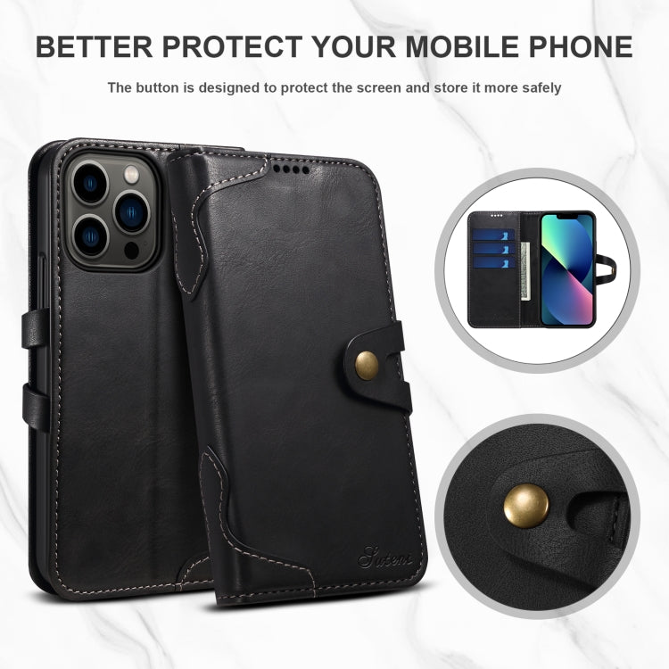Suteni Calf Texture Buckle Wallet Leather Phone Case For iPhone 14(Black) - iPhone 14 Cases by Suteni | Online Shopping UK | buy2fix