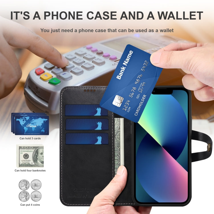 Suteni Calf Texture Buckle Wallet Leather Phone Case For iPhone 14(Black) - iPhone 14 Cases by Suteni | Online Shopping UK | buy2fix