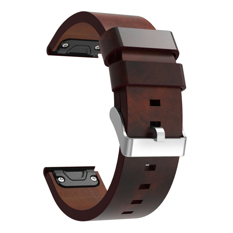 For Garmin Enduro 2 26mm Leather Steel Buckle Watch Band(Brown) - Watch Bands by buy2fix | Online Shopping UK | buy2fix