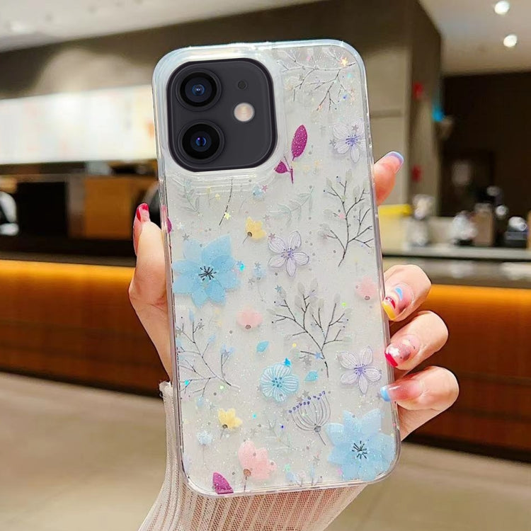 For iPhone 11 Fresh Small Floral Epoxy TPU Phone Case(D05 Blue Floral) - iPhone 11 Cases by buy2fix | Online Shopping UK | buy2fix