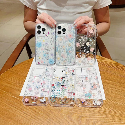 For iPhone 16 Pro Max Fresh Small Floral Epoxy TPU Phone Case(D05 Blue Floral) by buy2fix