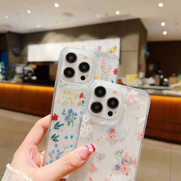 For iPhone 11 Fresh Small Floral Epoxy TPU Phone Case(D05 Blue Floral) - iPhone 11 Cases by buy2fix | Online Shopping UK | buy2fix