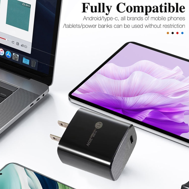 PD11 Single PD3.0 USB-C / Type-C 20W Fast Charger with 1m Type-C to Type-C Data Cable, US Plug(White) by buy2fix