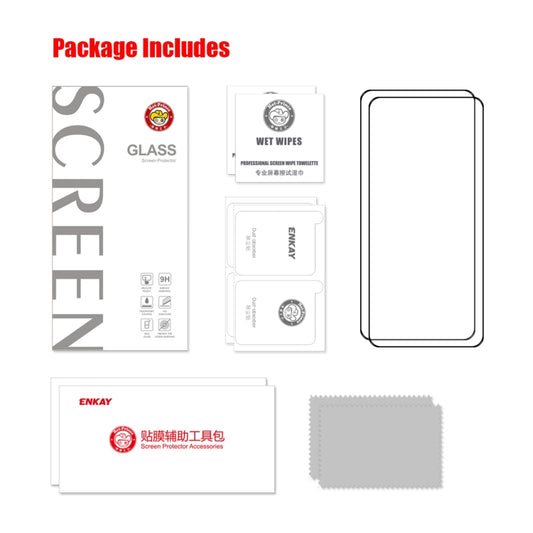 For Samsung Galaxy S23 5G 2pcs ENKAY Full Glue 0.2mm Tempered Glass Full Film, Support Fingerprint Unlock by ENKAY