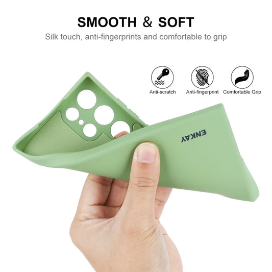 For Samsung Galaxy S23 Ultra 5G ENKAY Hat-Prince Liquid Silicone Soft Shockproof Phone Case(Beige) by ENKAY