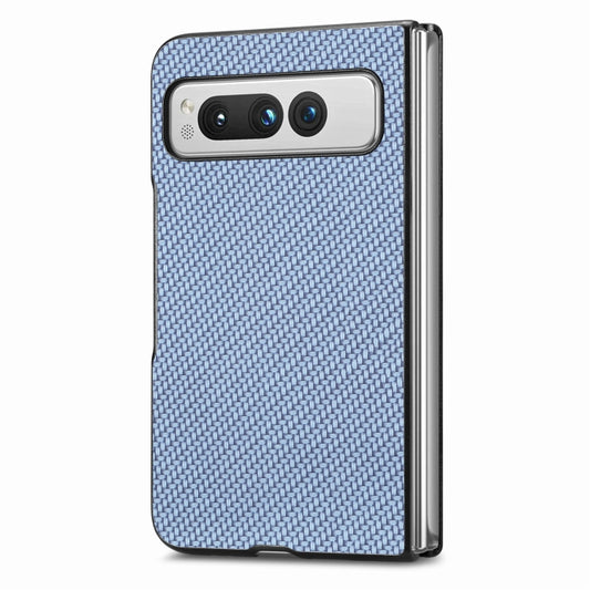 For Google Pixel Fold Carbon Fiber Texture Leather Back Cover Phone Case(Blue) by buy2fix