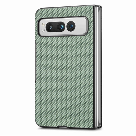 For Google Pixel Fold Carbon Fiber Texture Leather Back Cover Phone Case(Green) by buy2fix