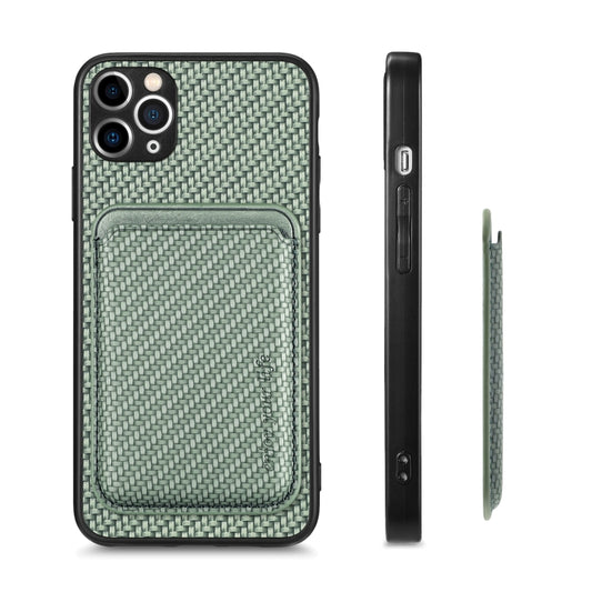 For iPhone 11 Carbon Fiber Leather Card Magsafe Magnetic Phone Case(Green) by buy2fix