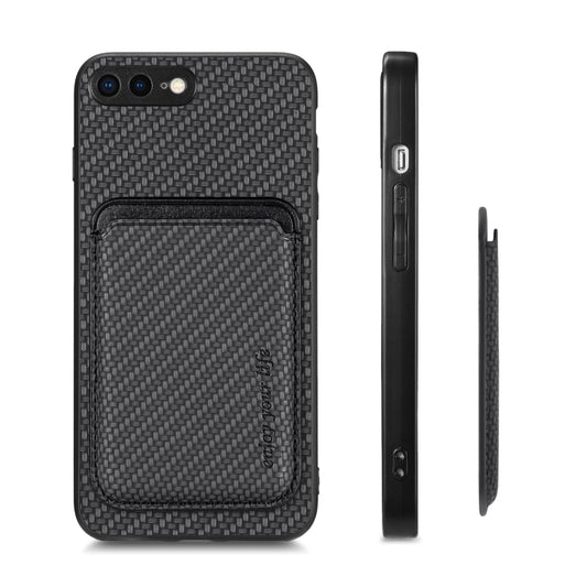 For iPhone SE 2022 / 2020 / 7 / 8 Carbon Fiber Leather Card Magsafe Magnetic Phone Case(Black) - More iPhone Cases by buy2fix | Online Shopping UK | buy2fix
