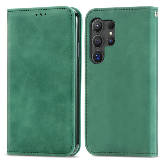 For Samsung Galaxy S25 Ultra 5G Retro Skin Feel Magnetic Leather Phone Case(Green) by buy2fix