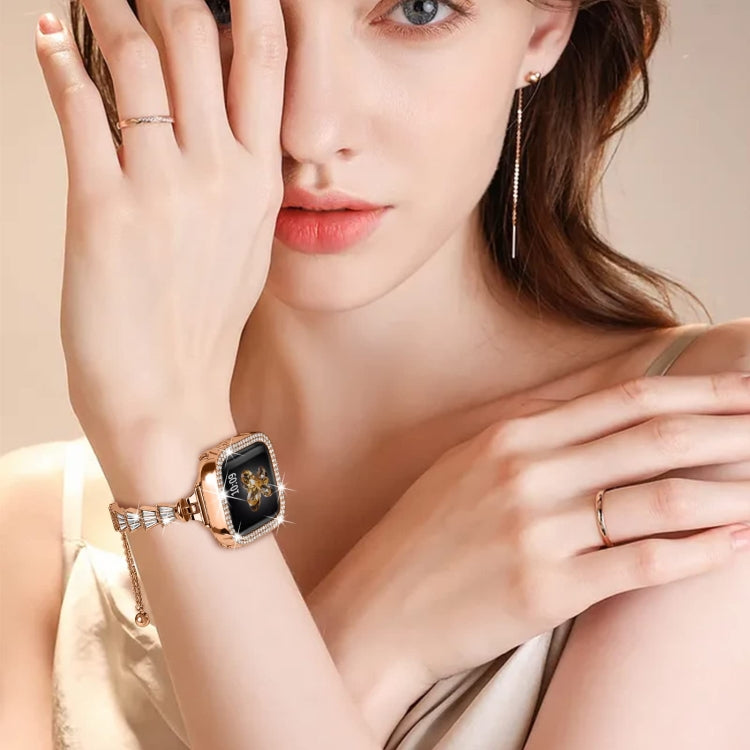 Zinc Alloy Diamond Crown Bracelet Watch Band For Apple Watch Ultra 49mm / Series 8&7 45mm(Gold) by buy2fix