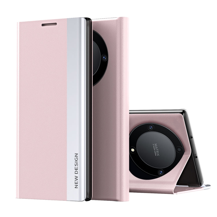 For Honor Magic5 Lite Side Electroplated Adsorption Leather Phone Case(Pink) - Honor Cases by buy2fix | Online Shopping UK | buy2fix