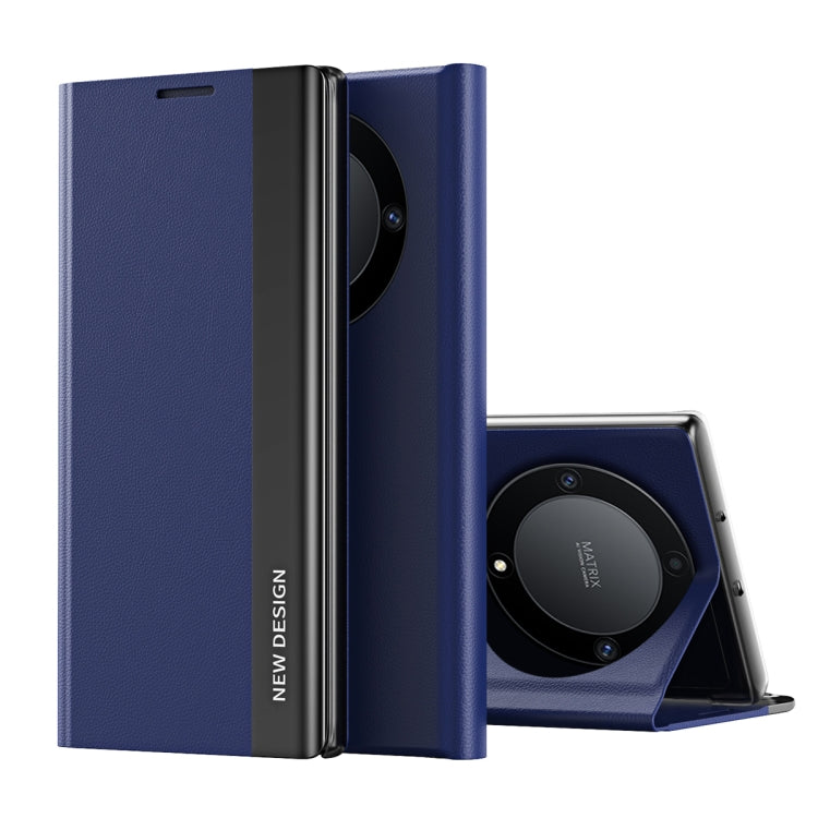 For Honor X9a Side Electroplated Adsorption Leather Phone Case(Dark Blue) - Honor Cases by buy2fix | Online Shopping UK | buy2fix