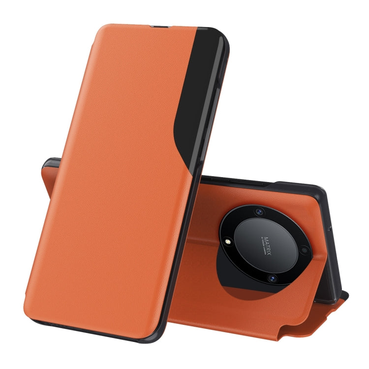 For Honor X9a Attraction Flip Holder Leather Phone Case(Orange) - Honor Cases by buy2fix | Online Shopping UK | buy2fix