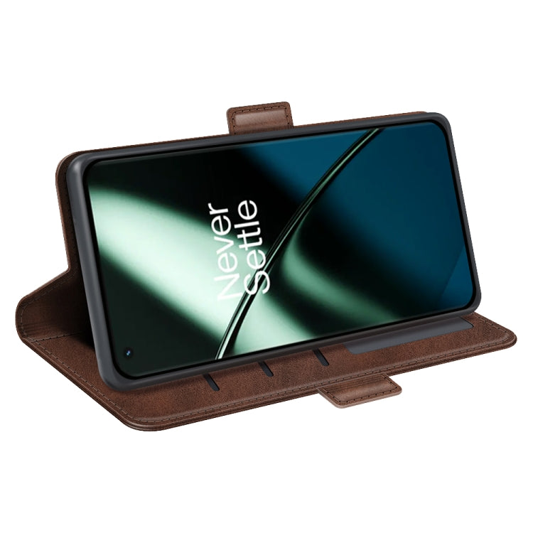 For OnePlus 11 Dual-side Magnetic Buckle Leather Phone Case(Brown) - OnePlus Cases by buy2fix | Online Shopping UK | buy2fix