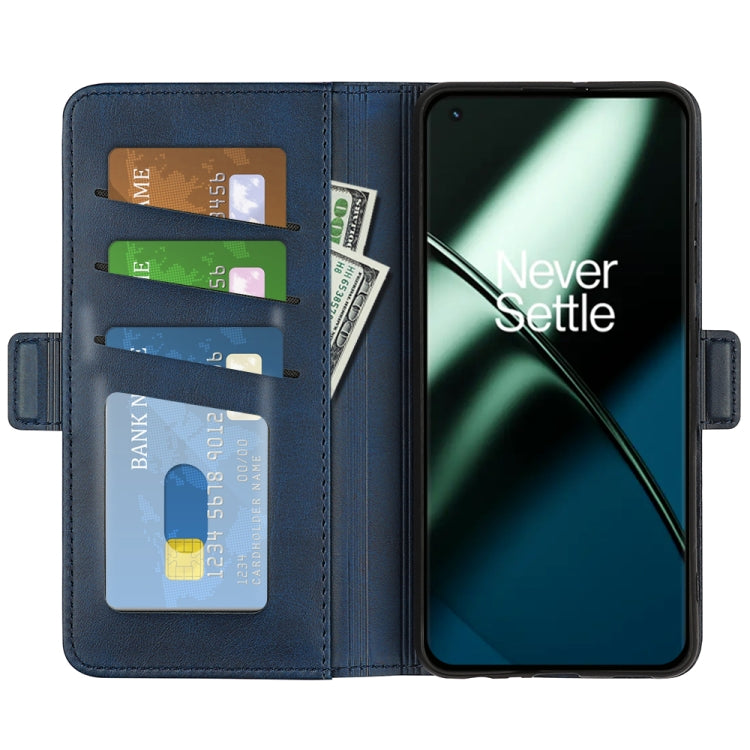 For OnePlus 11 Dual-side Magnetic Buckle Leather Phone Case(Dark Blue) - OnePlus Cases by buy2fix | Online Shopping UK | buy2fix