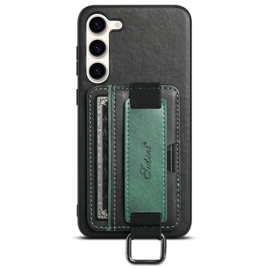 For Samsung Galaxy S23 5G Suteni H13 Card Wallet Wrist Strap Holder PU Phone Case(Black) by Suteni