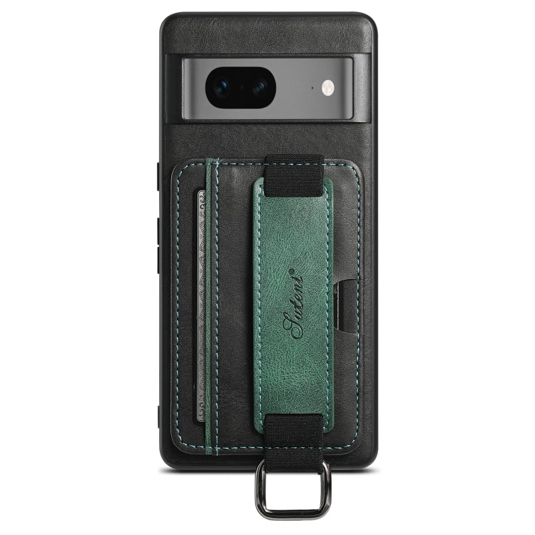 For Googel Pixel 7 5G Suteni H13 Card Wallet Wrist Strap Holder PU Phone Case(Black) - Google Cases by Suteni | Online Shopping UK | buy2fix