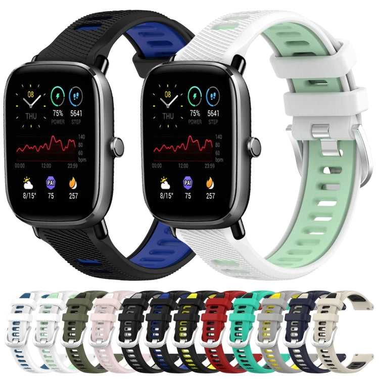 For Amazfit GTS 4 20mm Cross Texture Two Color Silicone Steel Buckle Watch Band(Pink+White) - Watch Bands by buy2fix | Online Shopping UK | buy2fix