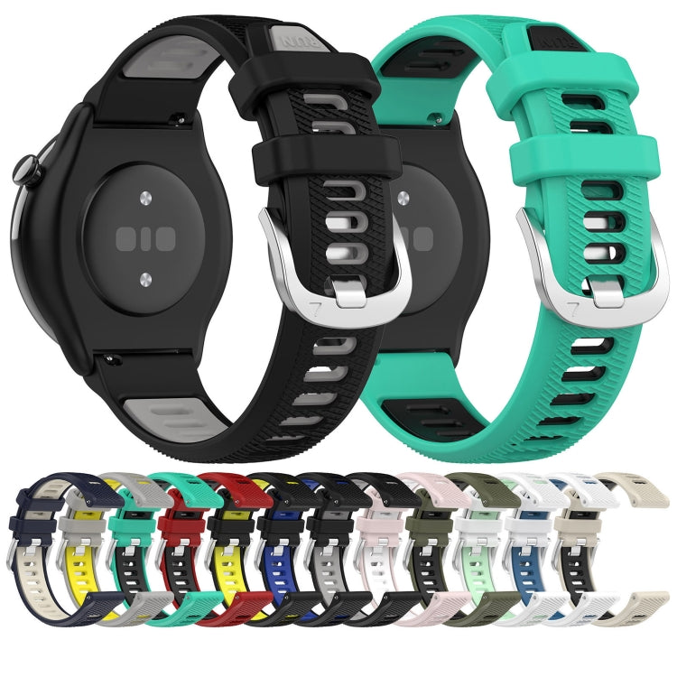 For Amazfit GTS 4 20mm Cross Texture Two Color Silicone Steel Buckle Watch Band(Pink+White) - Watch Bands by buy2fix | Online Shopping UK | buy2fix