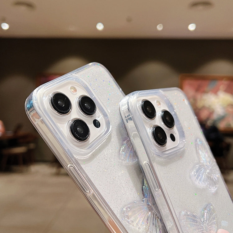 For iPhone 16 Plus Clear Crystal Butterflies TPU Phone Case(Transparent) by buy2fix