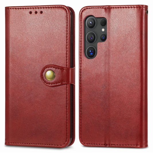 For Samsung Galaxy S25 5G Retro Solid Color Buckle Leather Phone Case(Red) by buy2fix