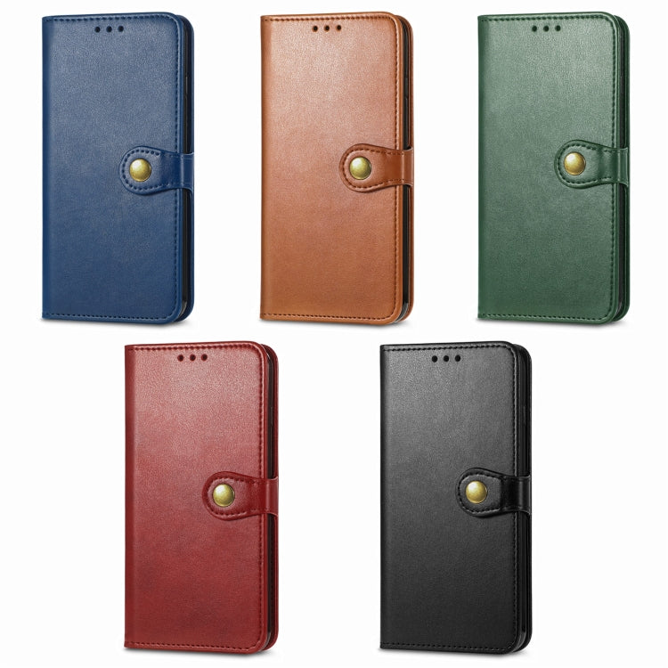 For Samsung Galaxy S25 Ultra 5G Retro Solid Color Buckle Leather Phone Case(Blue) by buy2fix