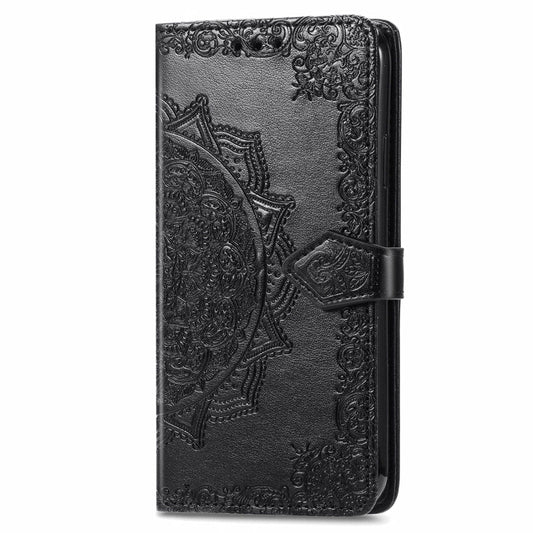 For OnePlus 12 Mandala Flower Embossed Leather Phone Case(Black) by buy2fix