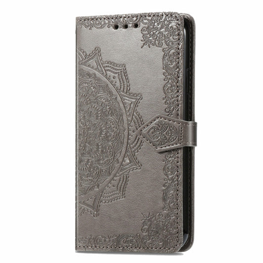 For OnePlus 12 Mandala Flower Embossed Leather Phone Case(Gray) by buy2fix