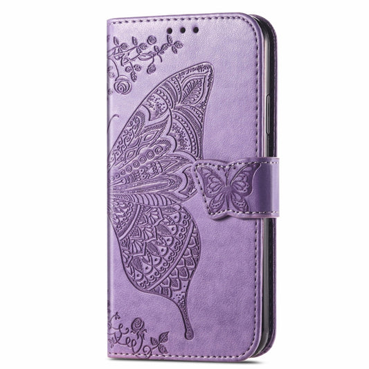 For OnePlus 12 Butterfly Love Flower Embossed Leather Phone Case(Light Purple) by buy2fix