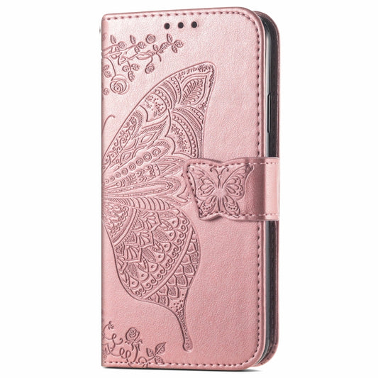 For OnePlus 12 Butterfly Love Flower Embossed Leather Phone Case(Rose Gold) by buy2fix