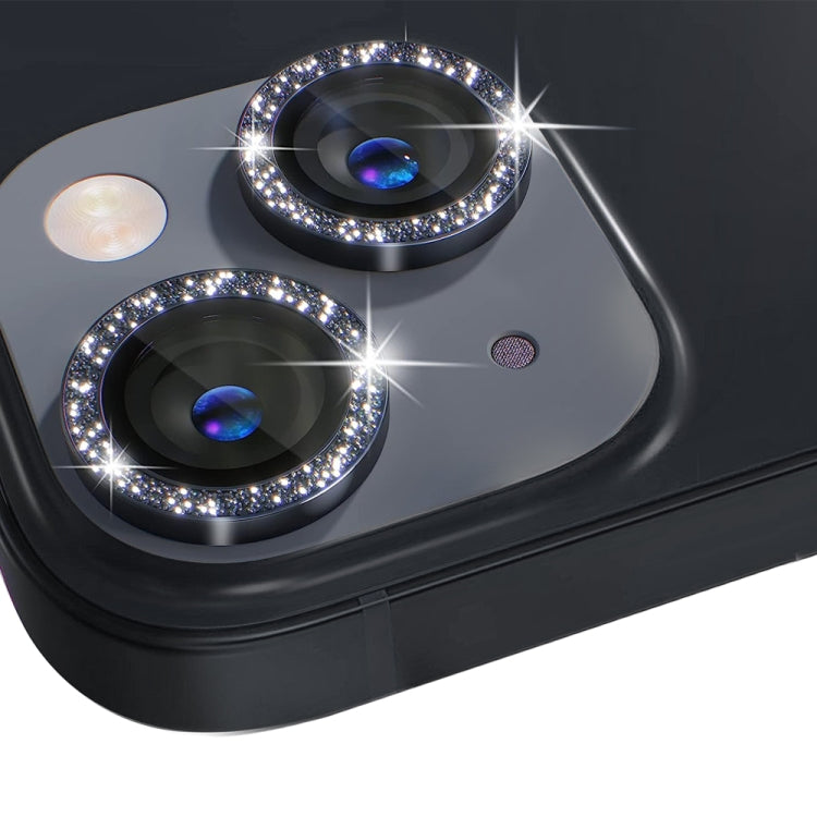 For iPhone 14 / 14 Plus NORTHJO Camera Lens Protector Tempered Glass Bling Glitter Metal Ring Film(Black) - iPhone 14 Plus Tempered Glass by NORTHJO | Online Shopping UK | buy2fix