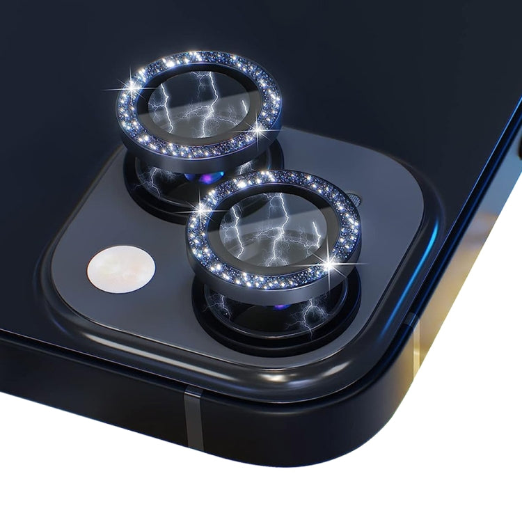 For iPhone 14 / 14 Plus NORTHJO Camera Lens Protector Tempered Glass Bling Glitter Metal Ring Film(Black) - iPhone 14 Plus Tempered Glass by NORTHJO | Online Shopping UK | buy2fix