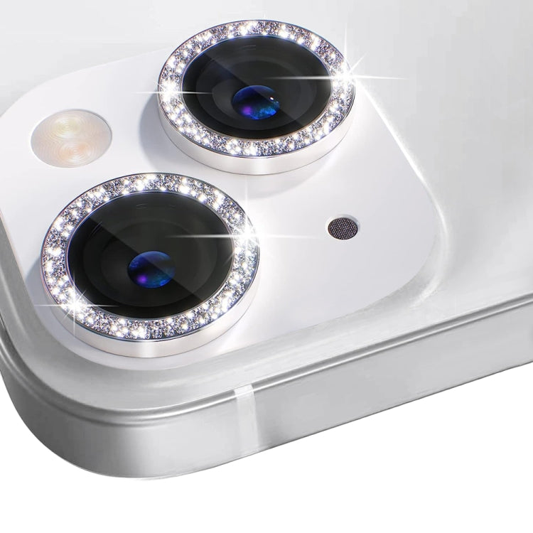 For iPhone 14 / 14 Plus NORTHJO Camera Lens Protector Tempered Glass Bling Glitter Metal Ring Film(Silver) - iPhone 14 Plus Tempered Glass by NORTHJO | Online Shopping UK | buy2fix