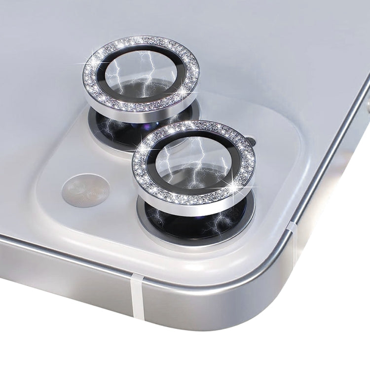 For iPhone 14 / 14 Plus NORTHJO Camera Lens Protector Tempered Glass Bling Glitter Metal Ring Film(Silver) - iPhone 14 Plus Tempered Glass by NORTHJO | Online Shopping UK | buy2fix