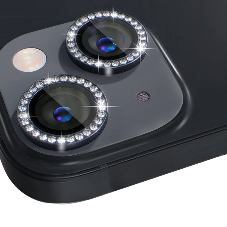 For iPhone 14 / 14 Plus NORTHJO Camera Lens Protector Tempered Glass Metal Rhinestone Ring Film(Black) - iPhone 14 Plus Tempered Glass by NORTHJO | Online Shopping UK | buy2fix