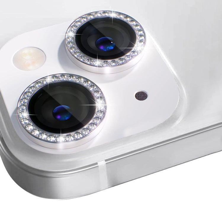 For iPhone 14 / 14 Plus NORTHJO Camera Lens Protector Tempered Glass Metal Rhinestone Ring Film(Silver) - iPhone 14 Plus Tempered Glass by NORTHJO | Online Shopping UK | buy2fix