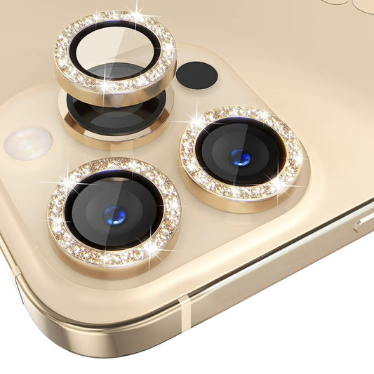 For iPhone 13 Pro / 13 Pro Max NORTHJO Camera Lens Protector Tempered Glass Bling Glitter Metal Ring Film(Gold) - iPhone 13 Pro Max Tempered Glass by NORTHJO | Online Shopping UK | buy2fix