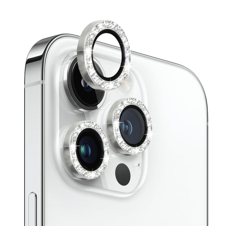 For iPhone 13 Pro / 13 Pro Max NORTHJO Camera Lens Protector Tempered Glass Bling Glitter Metal Ring Film(Silver) - iPhone 13 Pro Max Tempered Glass by NORTHJO | Online Shopping UK | buy2fix