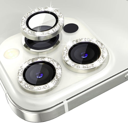 For iPhone 13 Pro / 13 Pro Max NORTHJO Camera Lens Protector Tempered Glass Bling Glitter Metal Ring Film(Silver) - iPhone 13 Pro Max Tempered Glass by NORTHJO | Online Shopping UK | buy2fix