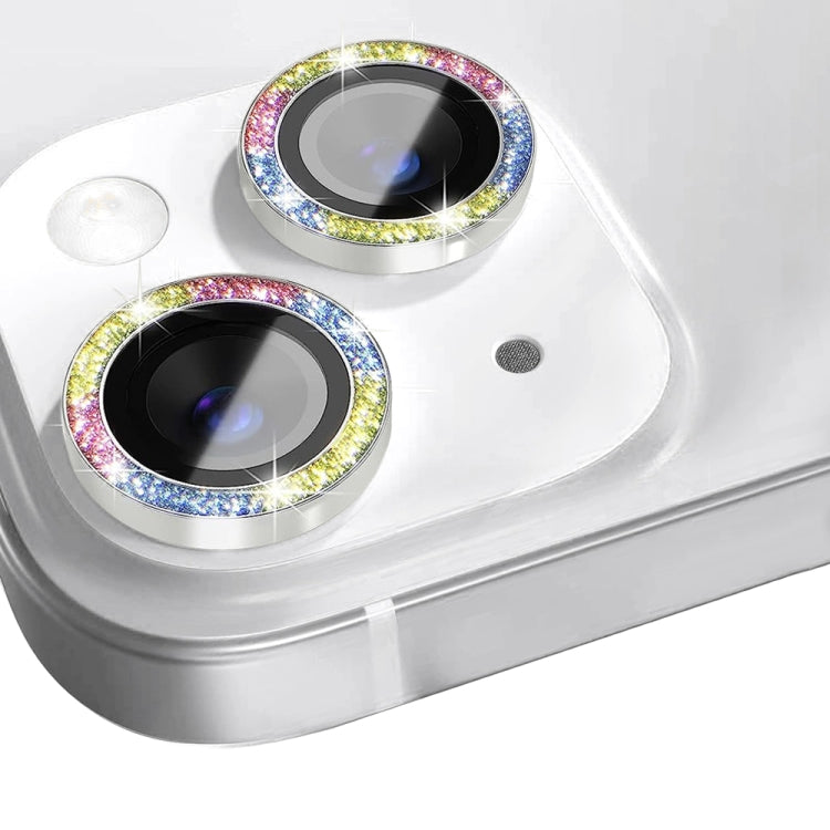 For iPhone 13 / 13 mini NORTHJO Camera Lens Tempered Glass Bling Glitter Metal Ring Film(Colorful) - iPhone 13 Tempered Glass by NORTHJO | Online Shopping UK | buy2fix
