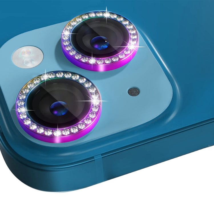 For iPhone 13 / 13 Mini NORTHJO Camera Lens Tempered Glass Metal Rhinestone Ring Film(Colorful) - iPhone 13 Tempered Glass by NORTHJO | Online Shopping UK | buy2fix