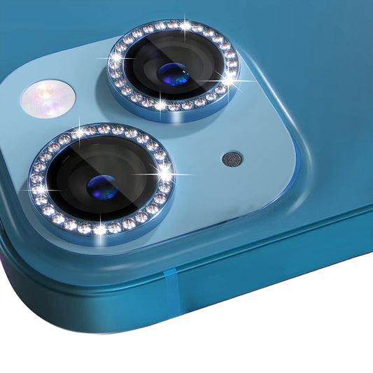 For iPhone 13 / 13 Mini NORTHJO Camera Lens Tempered Glass Metal Rhinestone Ring Film(Blue) - iPhone 13 Tempered Glass by NORTHJO | Online Shopping UK | buy2fix