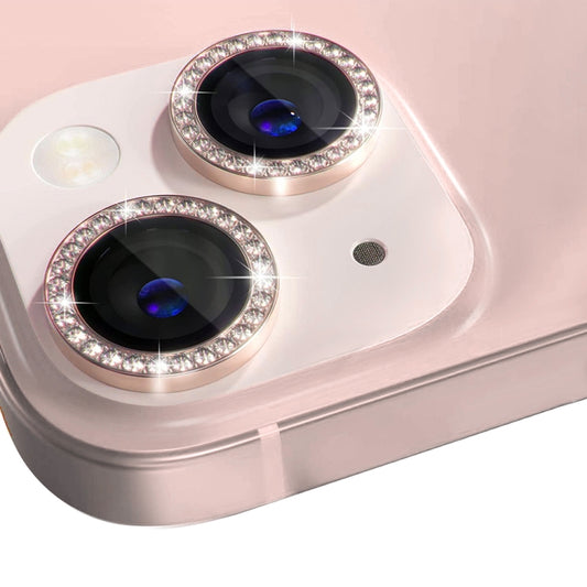 For iPhone 13 / 13 Mini NORTHJO Camera Lens Tempered Glass Metal Rhinestone Ring Film(Pink) - iPhone 13 Tempered Glass by NORTHJO | Online Shopping UK | buy2fix