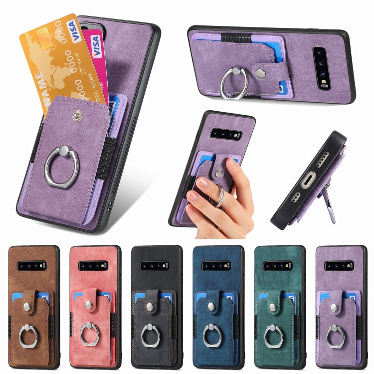 For Samsung Galaxy S25 5G Retro Skin-feel Ring Card Wallet Phone Case(Black) by buy2fix