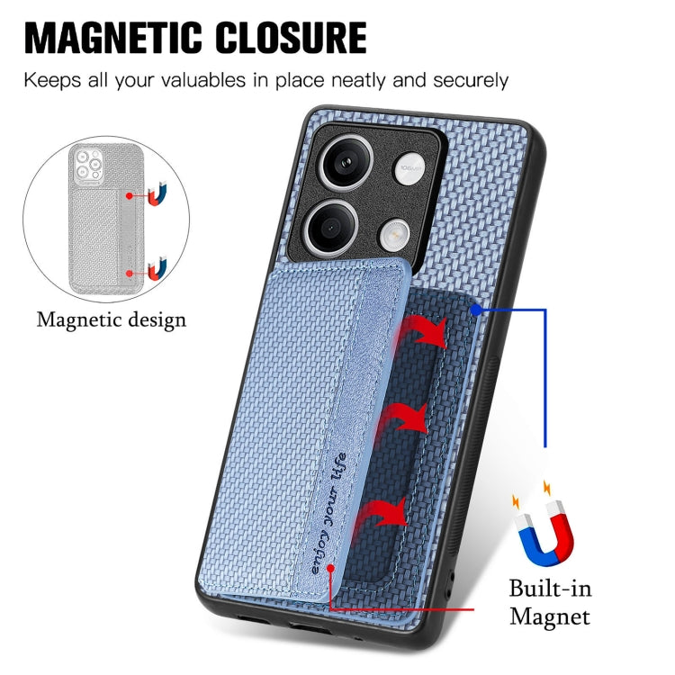 For Redmi Note 13 4G Carbon Fiber Magnetic Card Bag Phone Case(Blue) - Xiaomi Cases by buy2fix | Online Shopping UK | buy2fix