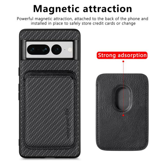 For Google Pixel 7 Pro Carbon Fiber Leather Card Magsafe Phone Case(Black) by buy2fix