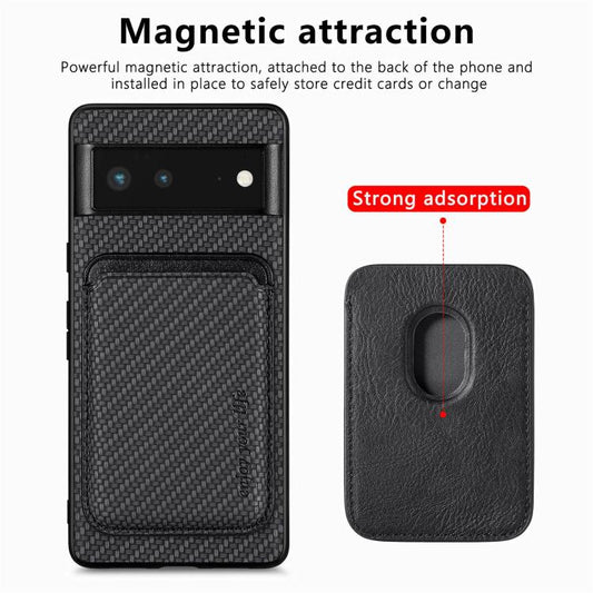 For Google Pixel 6 Carbon Fiber Leather Card Magsafe Phone Case(Black) - Google Cases by buy2fix | Online Shopping UK | buy2fix