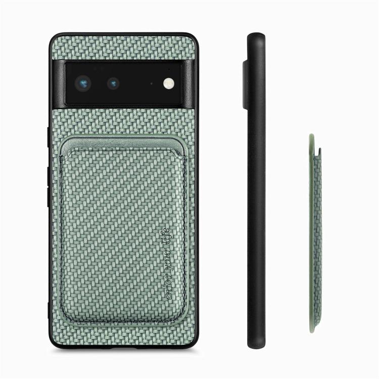 For Google Pixel 6 Carbon Fiber Leather Card Magsafe Phone Case(Green) - Google Cases by buy2fix | Online Shopping UK | buy2fix